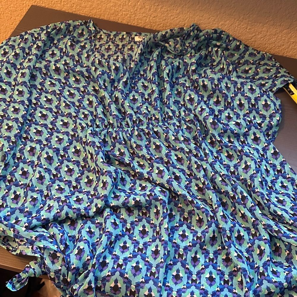 Old Navy Blue and Green Patterned Swim Coverup